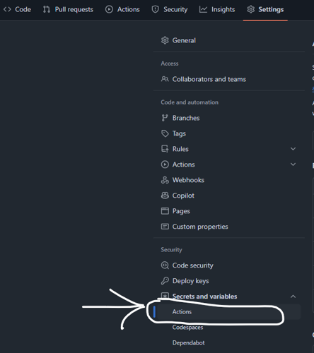 Repository Secrets Settings Location